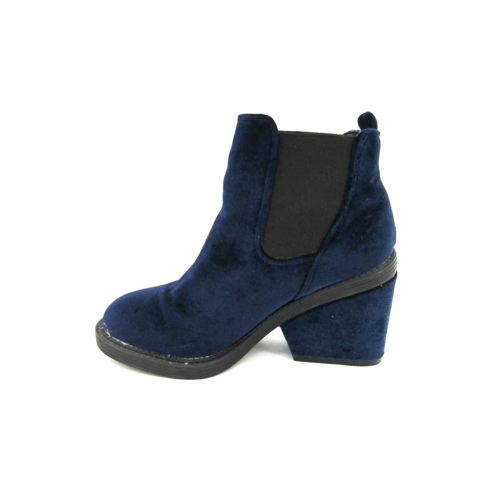 Indigo Rd Women Chelsea Boots US 7 Chunky Platform Velvet Bootie Blue